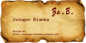 Zsingor Bianka névjegykártya